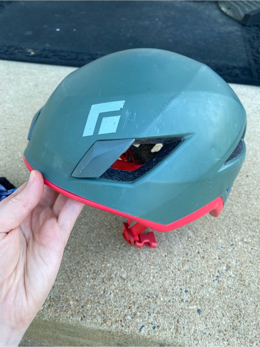 Black Diamond Olive Helmet with Red Accents